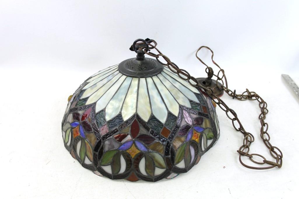 Stained Glass Hanging Light Fixture or Lamp (1 of 4)