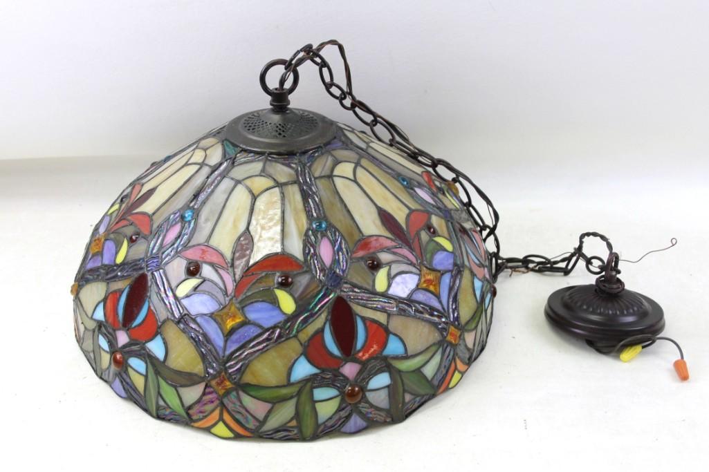 Stained Glass Hanging Light Fixture or Lamp (1 of 6)