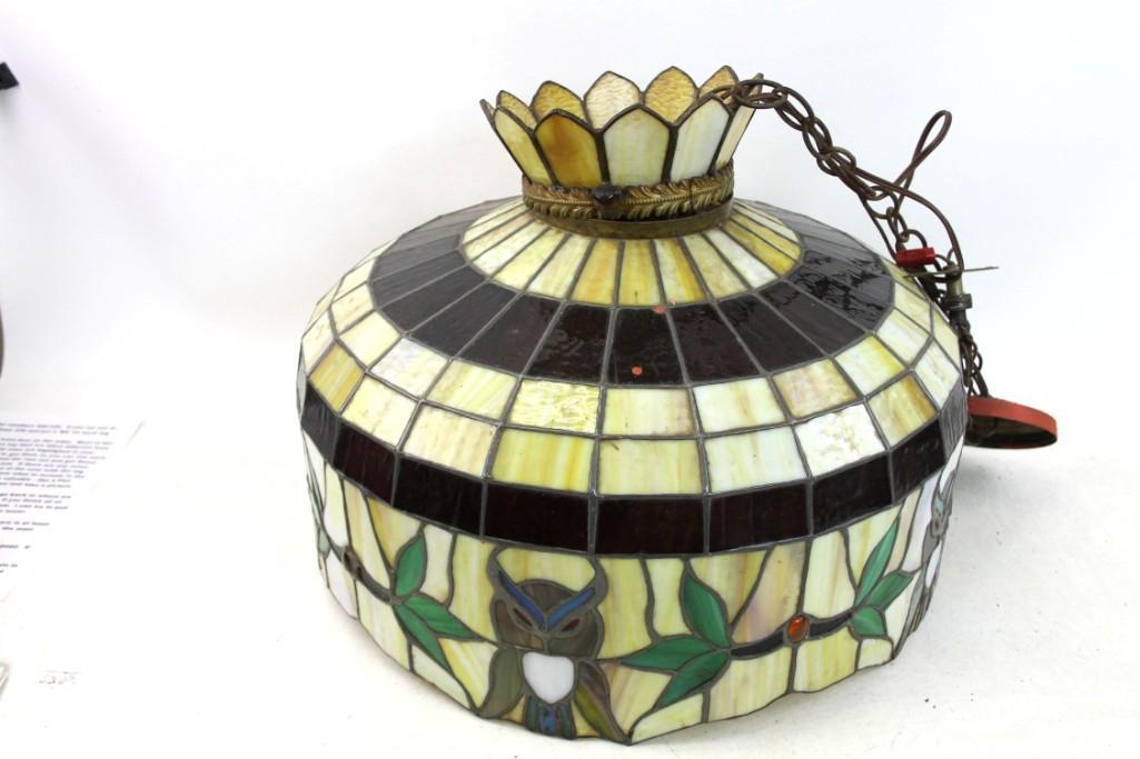 Stained Glass Hanging Light Fixture or Lamp Owl Design (1 of 9)