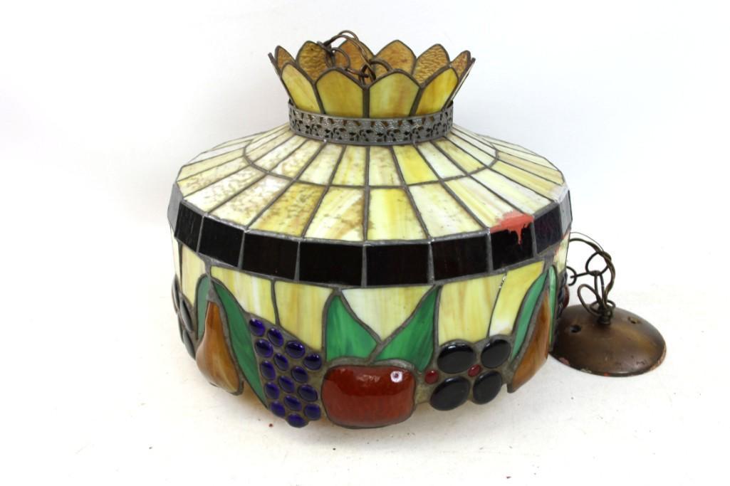 Stained Glass Hanging Light Fixture or Lamp with Fruit (1 of 8)
