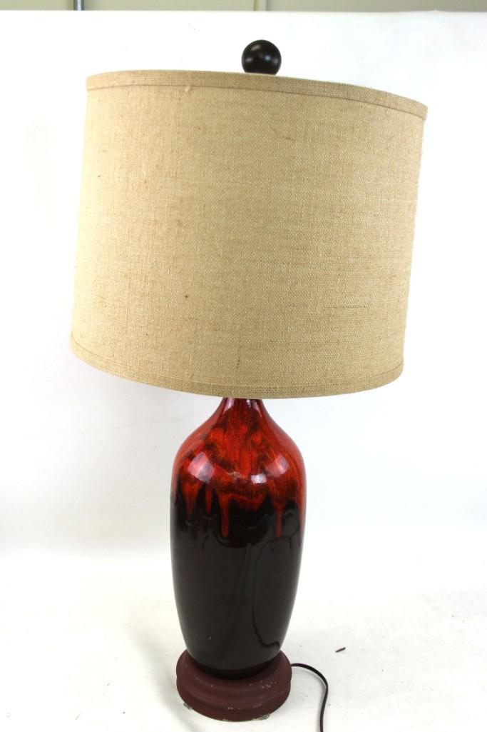 Mid Century Table Lamp with Drip Glaze (1 of 3)