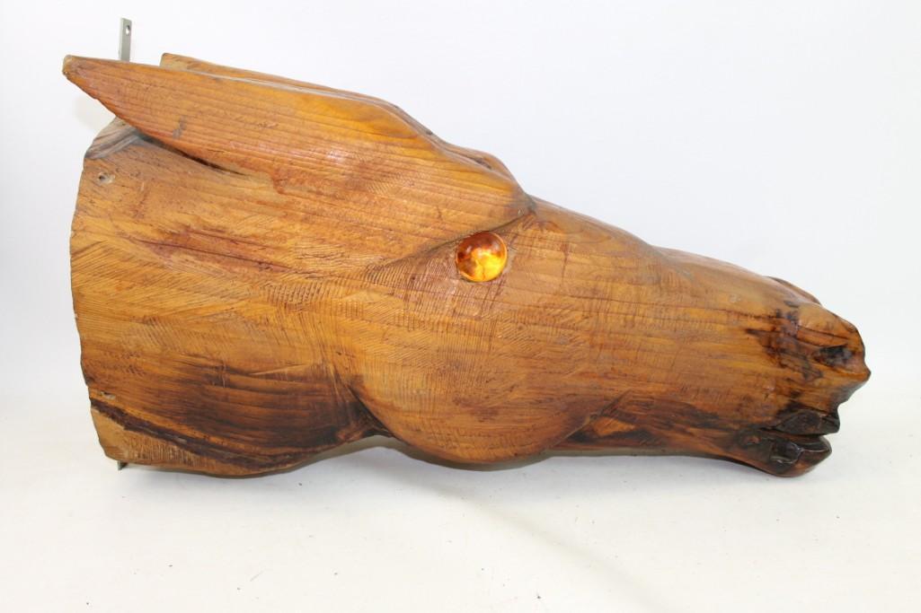 Large Wooden Horse Head Sculpture Wall Hanging (1 of 8)