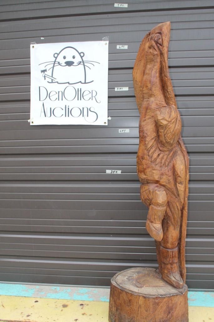 Large Carved Wood Dancing Native American Chainsaw Art (1 of 16)