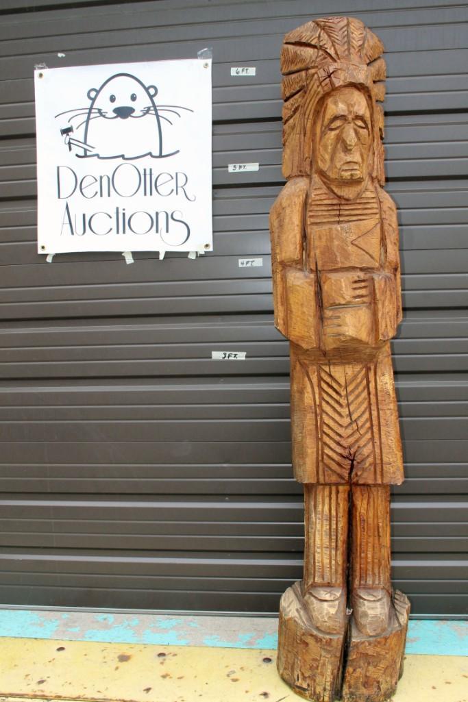 Large Carved Wood Native American Chainsaw Art Over 5 (1 of 20)