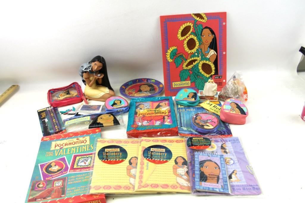 Vtg 1990s Disney Pocahontas Lot incl Vinyl Bank , (1 of 6)