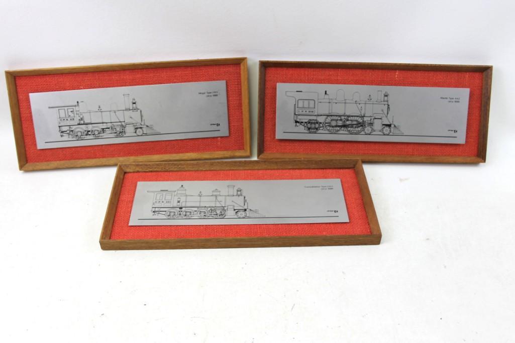 Set of 3 CP Rail Locomotive Framed Metal Plates or (1 of 3)