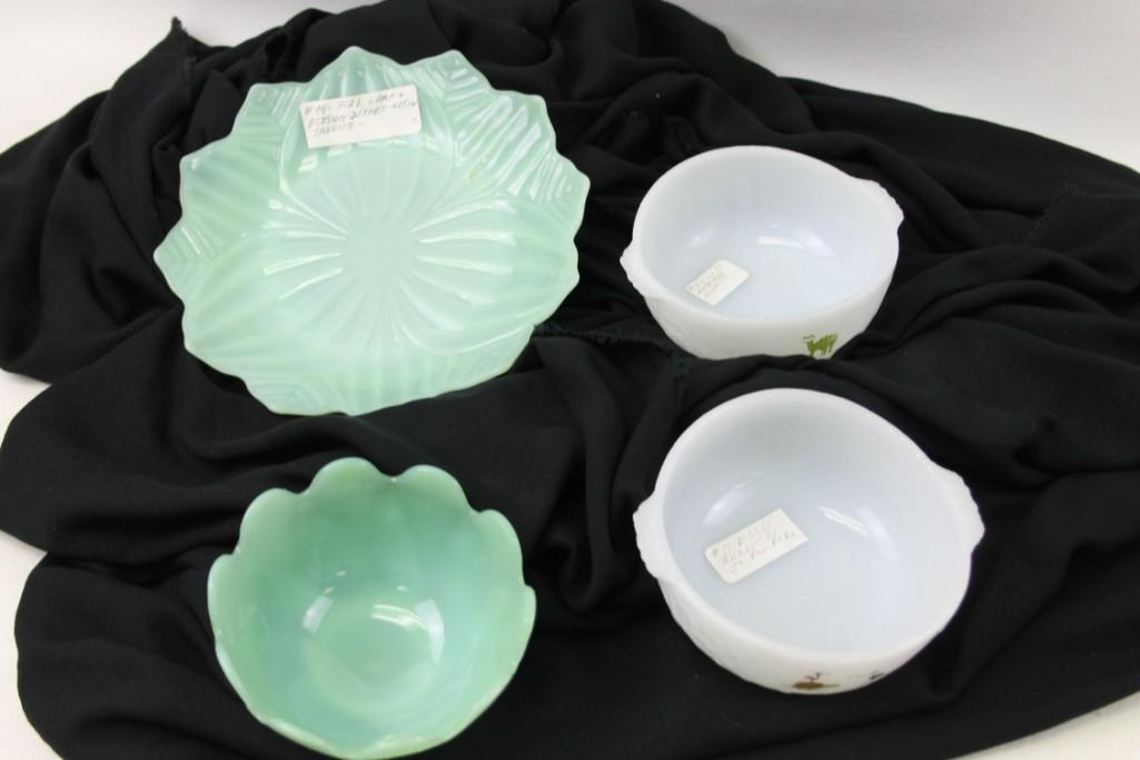 Fire King Jadeite Lotus Blossom 2 pc Dessert Set and 2 (1 of 3)