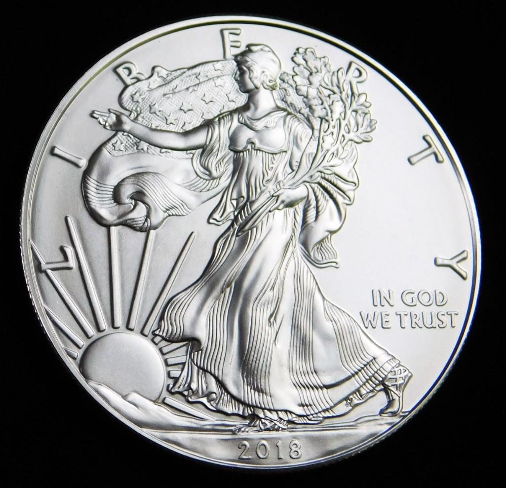 2018 BU American Silver Eagle 1 oz Silver Round (1 of 2)