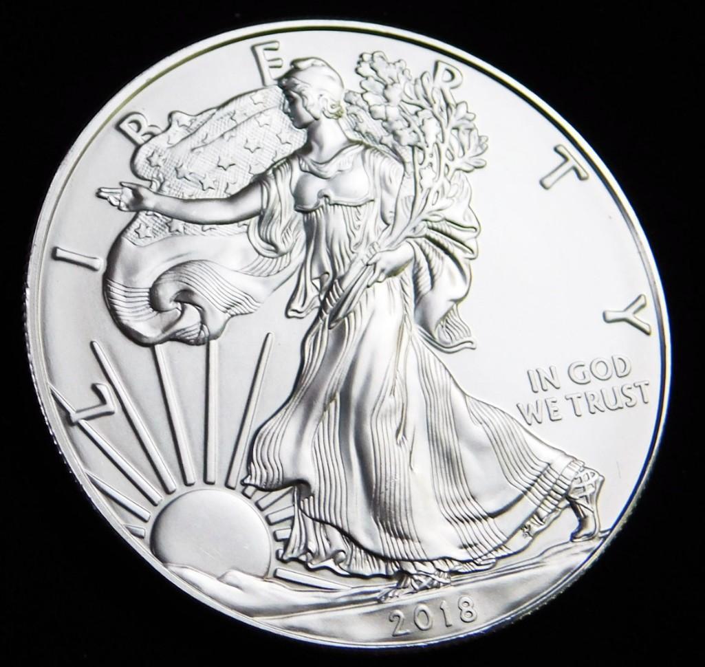 2018 BU American Silver Eagle 1 oz Silver Round (1 of 2)