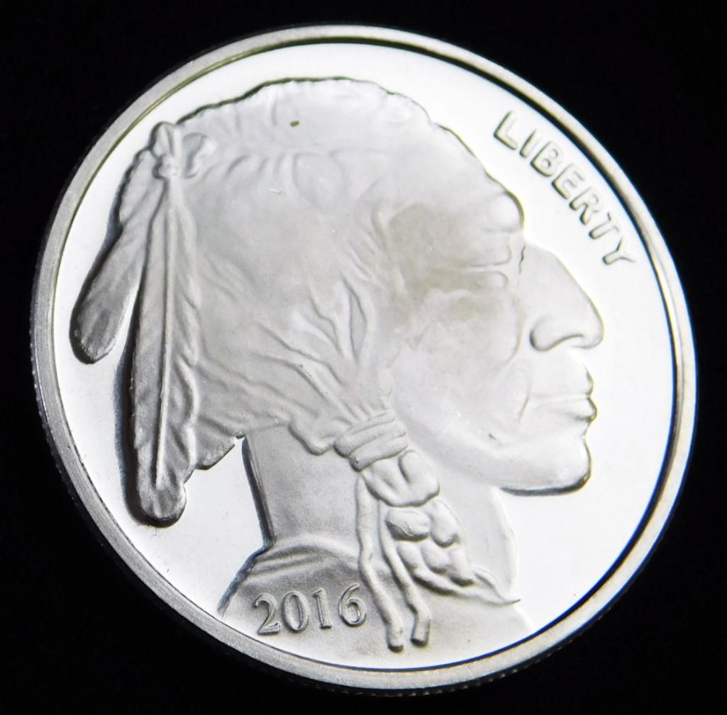 2016 BU Indian Head Buffalo 1 oz Silver Round (1 of 2)