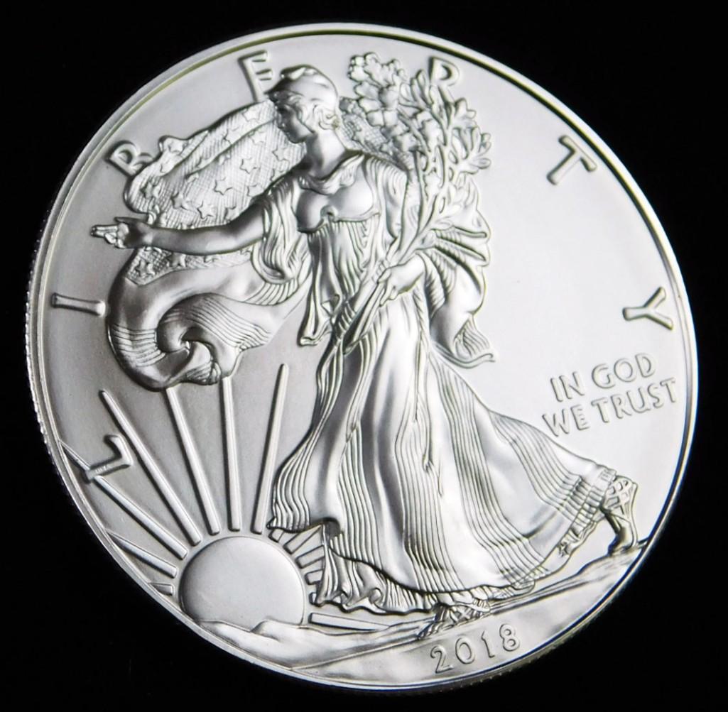 2018 BU American Silver Eagle 1 oz Silver Round (1 of 2)
