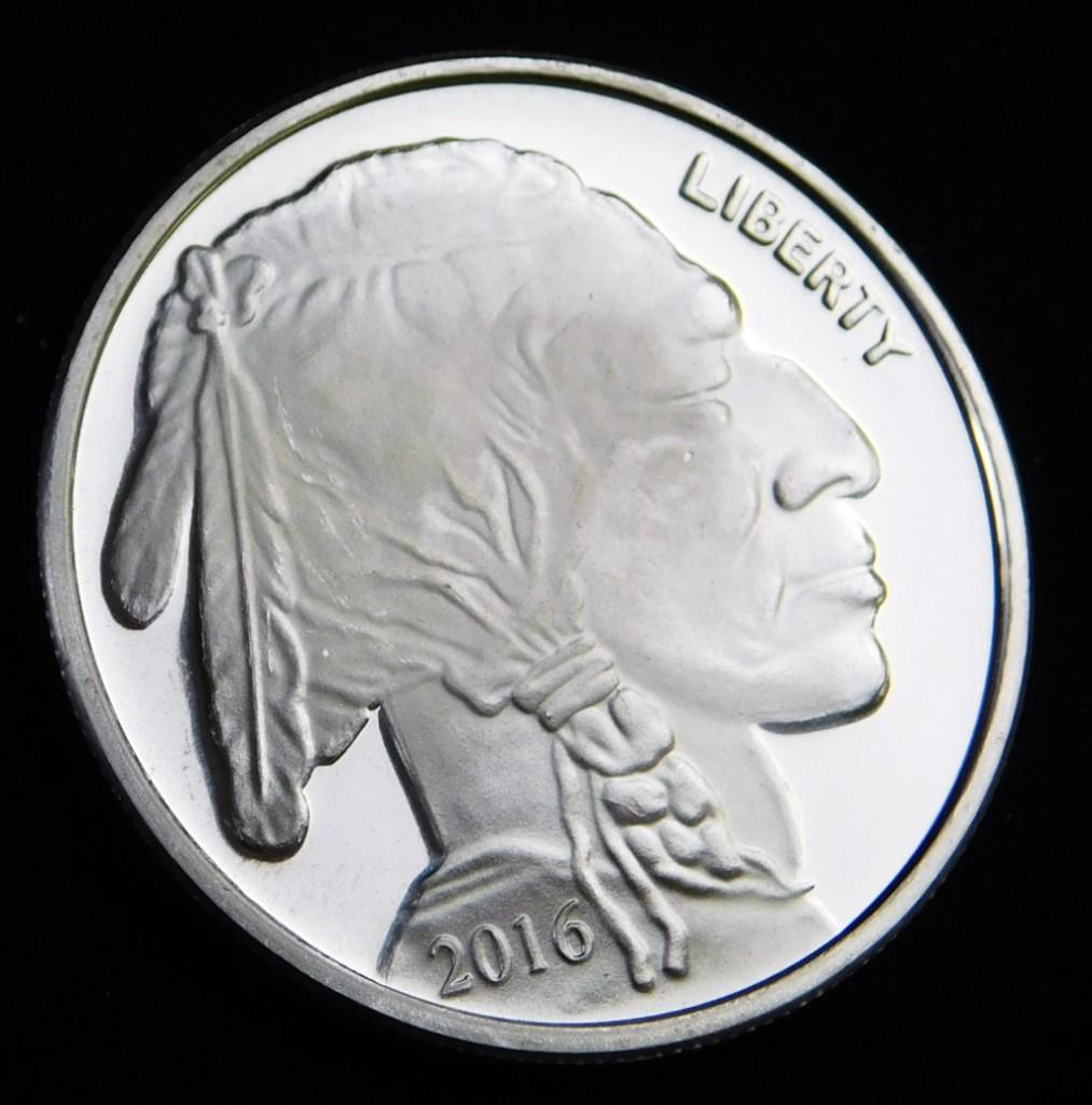 2016 BU Indian Head Buffalo 1 oz Silver Round (1 of 2)