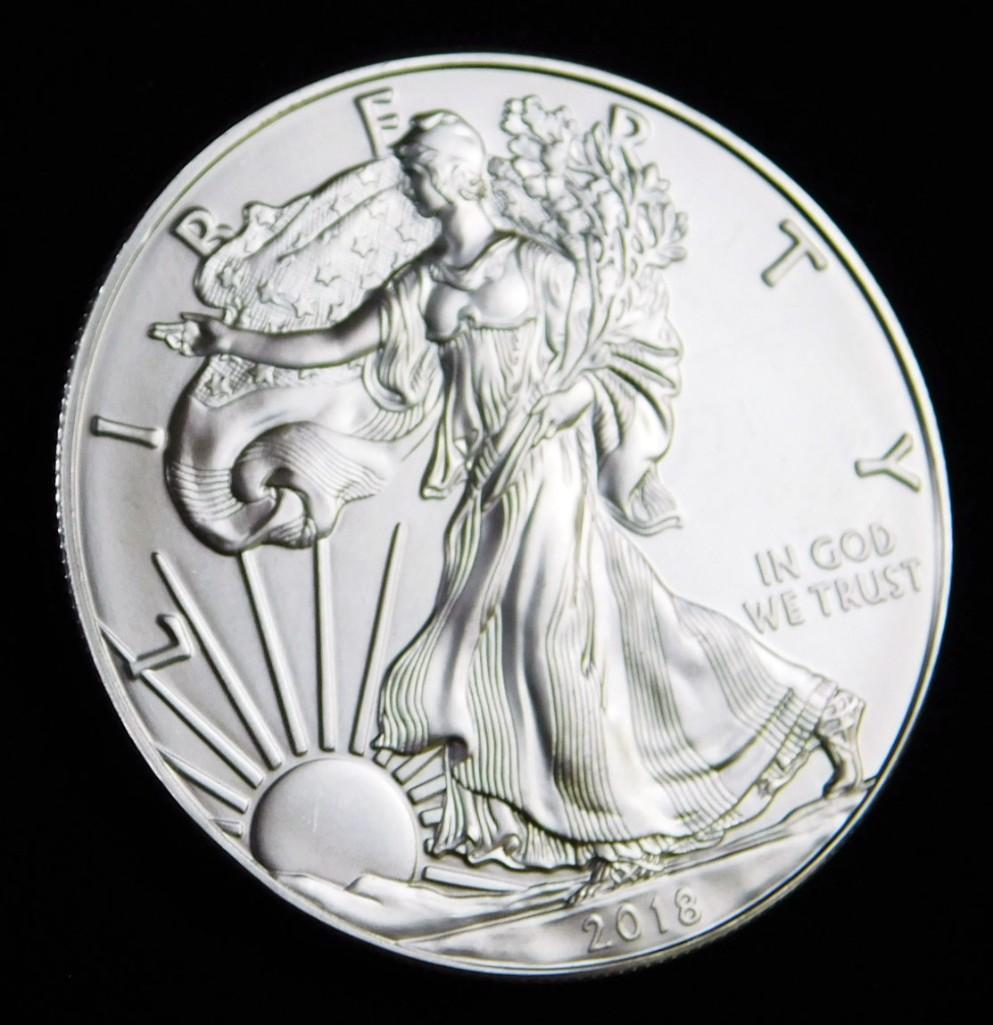 2018 BU American Silver Eagle 1 oz Silver Round (1 of 2)