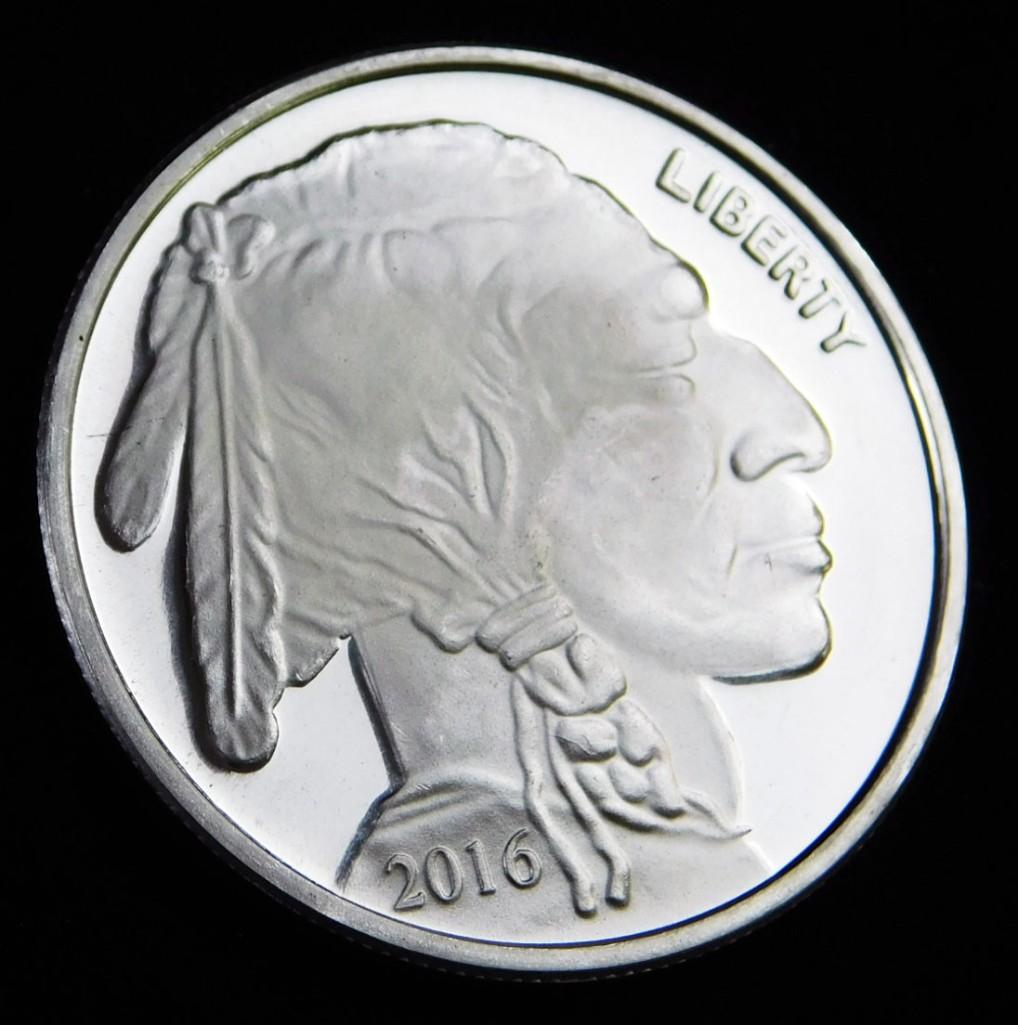 2016 BU Indian Head Buffalo 1 oz Silver Round (1 of 2)