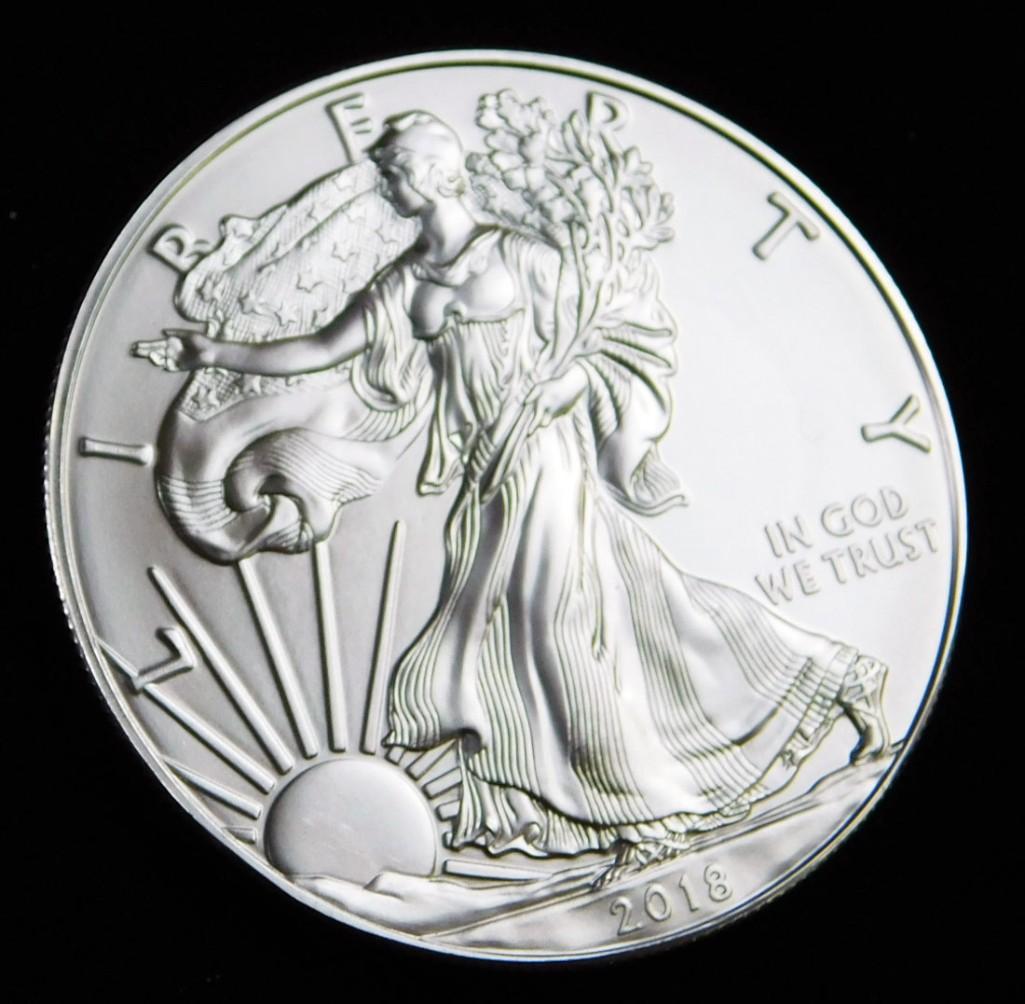 2018 BU American Silver Eagle 1 oz Silver Round (1 of 2)