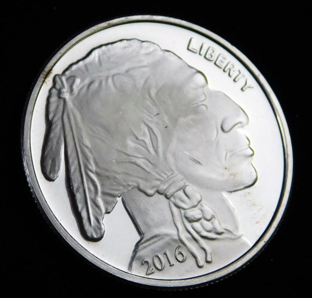 2016 BU Indian Head Buffalo 1 oz Silver Round (1 of 2)
