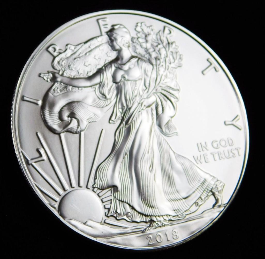 2018 BU American Silver Eagle 1 oz Silver Round (1 of 2)