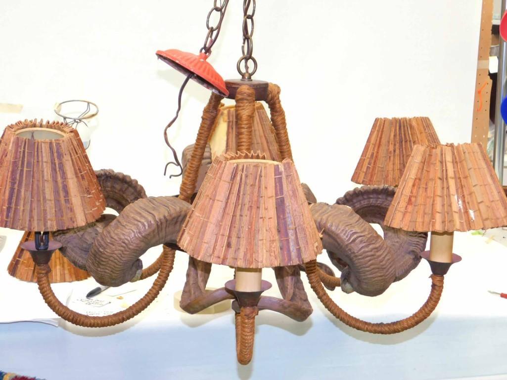 Rams Horn Style Chandelier Hanging Light Fixture (1 of 7)
