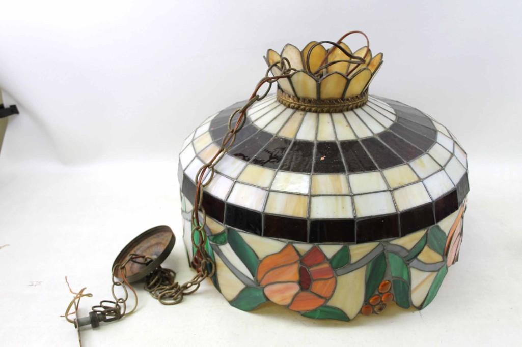 Stained Glass Hanging Light Fixture or Lamp (1 of 5)
