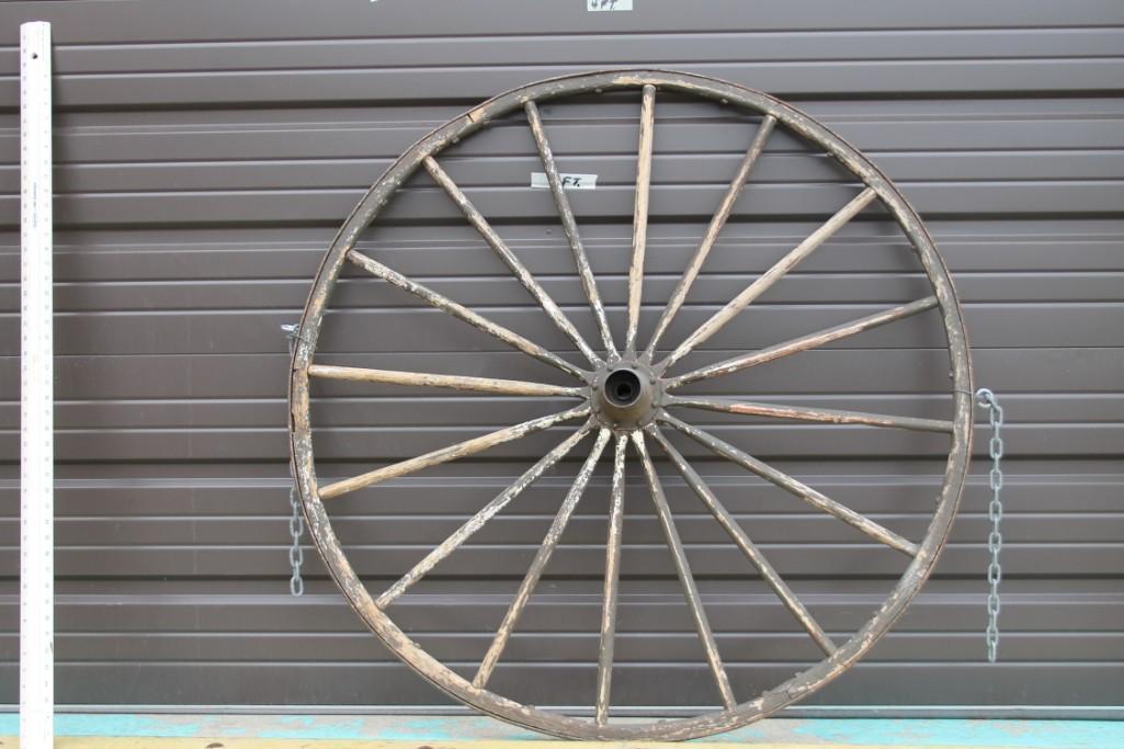 Vintage Wood and Steel Wagon Wheel 43": Vintage Wood and Steel Wagon Wheel 43" . Nice rustic decor