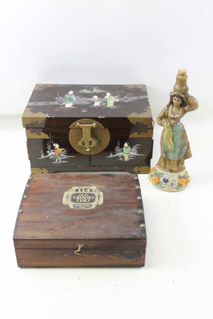 Jewelry Box with Costume Jewelry , Old Grandad Box , (1 of 7)