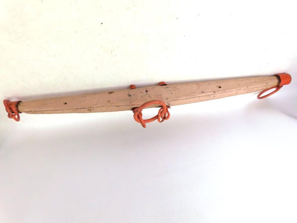 Vintage Ox Yoke: Vintage Ox , Horse , or Mule Yoke , painted beige and orange