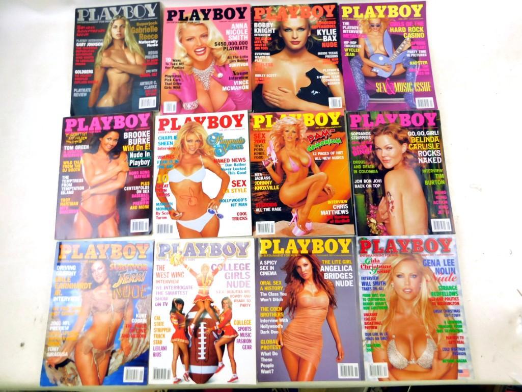 Lot of 12 Playboy Magazines - Complete Year 2001 (1 of 3)