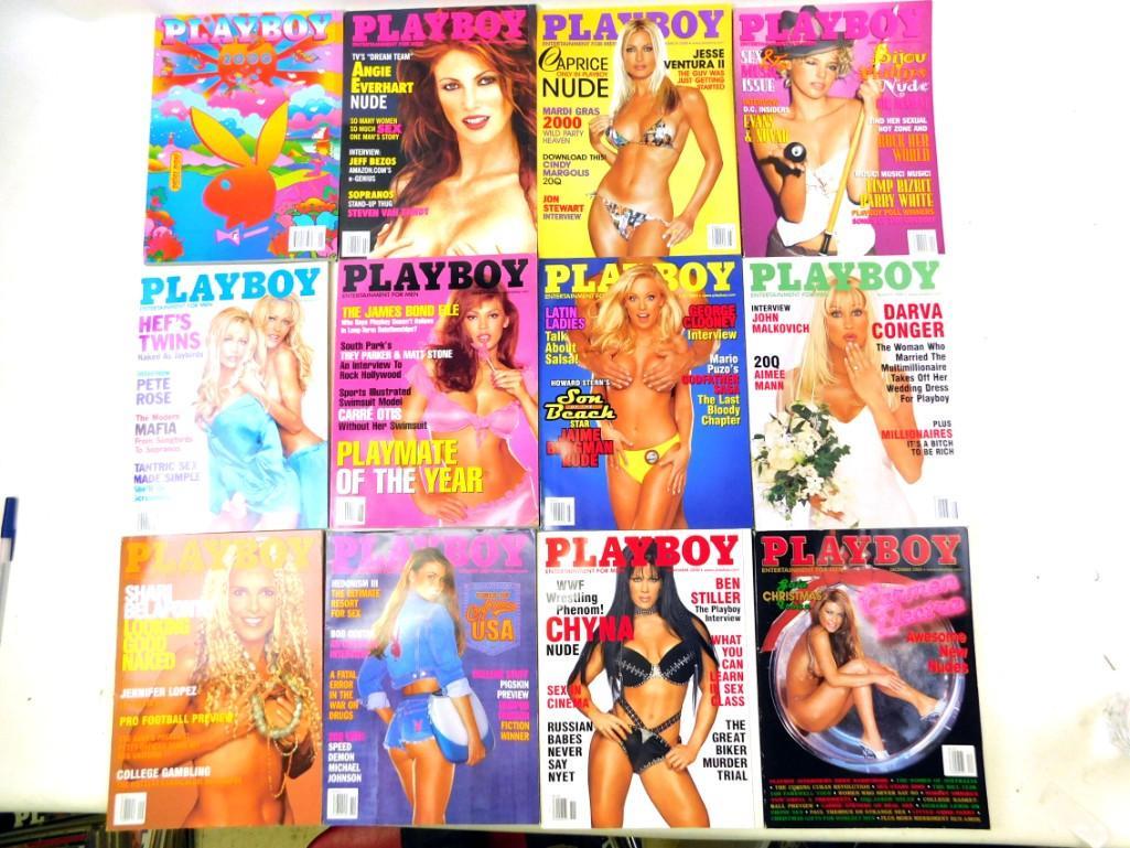 Lot of 12 Playboy Magazines - Complete Year 2000 (1 of 3)