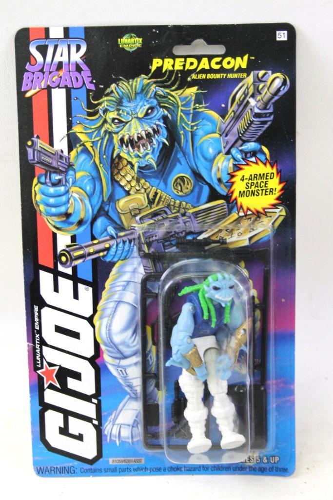 1994 GI Joe Star Brigade Predacon Alien Bounty Hunter 3: 1994 GI Joe Star Brigade Predacon Alien Bounty Hunter 3 3/4" Action Figure Hasbro MOC . Figure is sealed in package. Card/package has warping, damage, small tear on left side. Clear bubble is dent