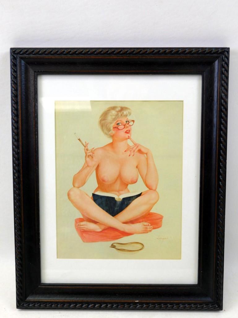 Framed Alberto Vargas Nude Print: Framed Alberto Vargas Nude Print. Roughly 12.5" x 15.5"