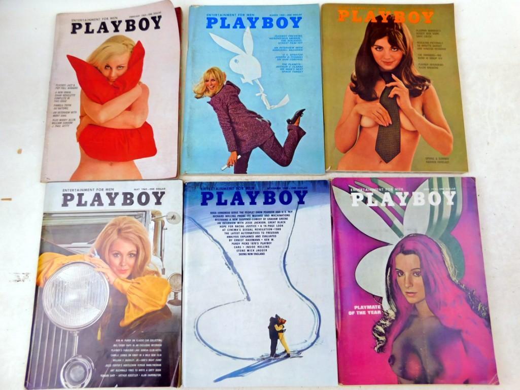 Lot of 6 Playboy Magazines from 1969 and 1970 (1 of 4)