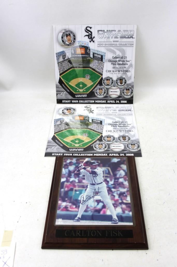 Sports Lot incl Carlton Fisk Plaque , Signed , NO COA , (1 of 5)
