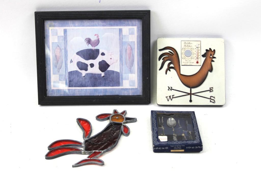 Kitchen Decor Lot incl Framed Farm Picture , Rooster (1 of 6)