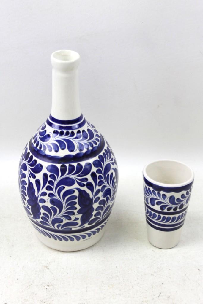 2 Mexican Pottery Items incl a Carafe or Vase and a (1 of 5)