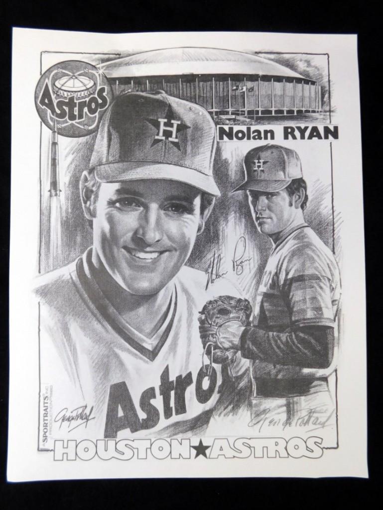 Nolan Ryan Print Signed by Artist George Pallard (1 of 3)