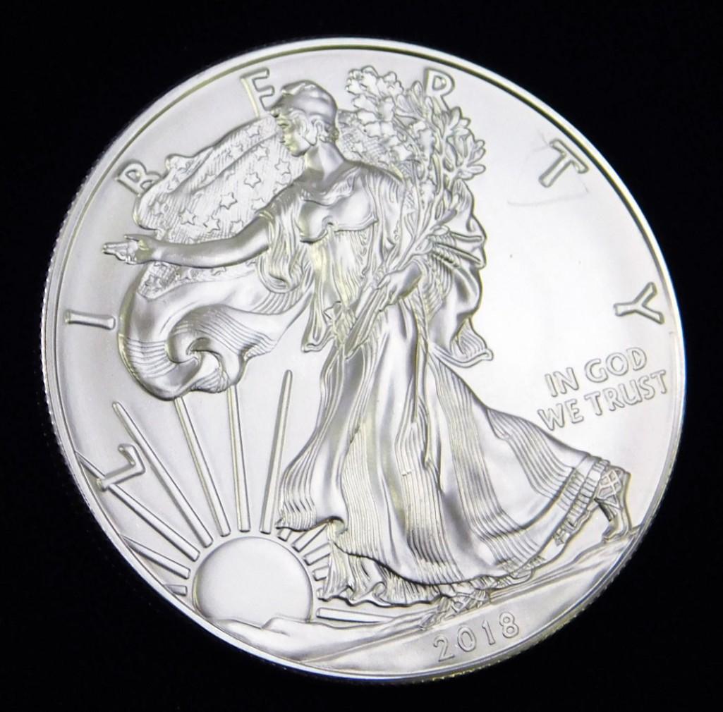 2018 BU American Silver Eagle 1 oz Silver Round (1 of 2)