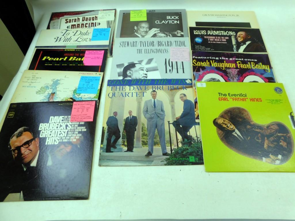 Lot of Vinyl LP Records including Earl Hines, Dave: Lot of Vinyl LP Records including Earl Hines, Dave Brubeck, Buck Clayton, The Ellingtonians, Grover Washington Jr., Sarah Vaughan, Louis Armstrong, Pearl Bailey, etc. See the image with the tags for t