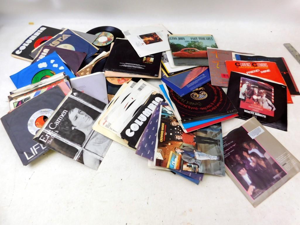 Lot of Assorted 45 Vinyl Records includes Eric Carmen,: Lot of Assorted 45 Vinyl Records includes Eric Carmen, Elton John, Crowded House, Lots of goodies here. etc. These are untested and may have scratches
