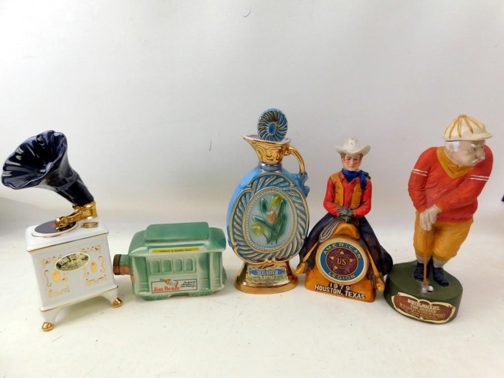Lot of 5 Collectible Decanters including Jim Beam, Ezra (1 of 9)