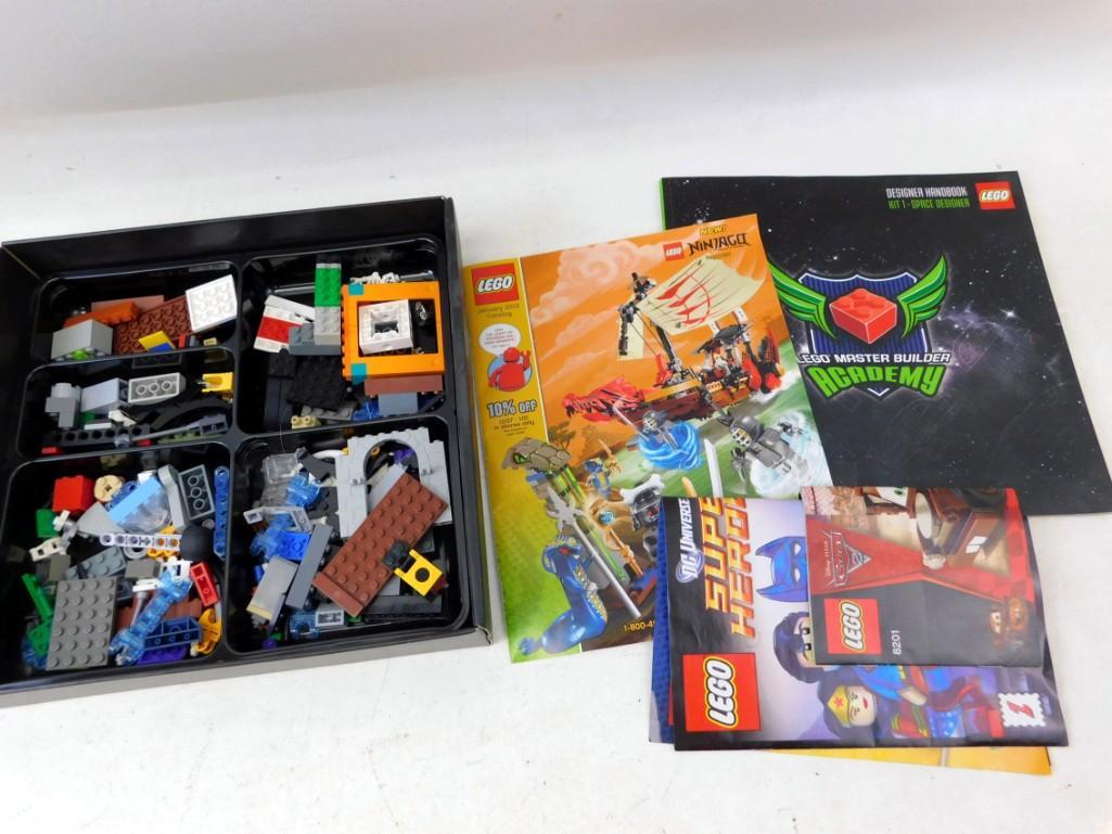 Assorted Legos and Lego Master Builder Academy Book and: Assorted Legos and Lego Master Builder Academy Book and catalog