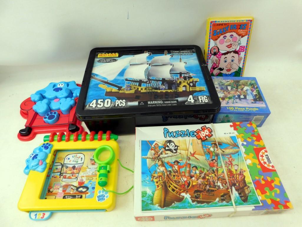 Misc. Toy Lot Incl. Blues Clues, Pirate Lego Type Toys, (1 of 4)