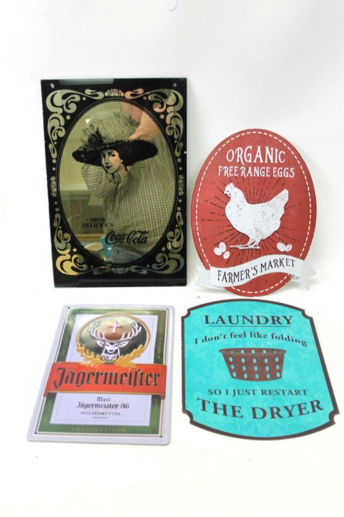 Coca Cola Mirror , Jagermeister Metal Sign , and 2 (1 of 7)