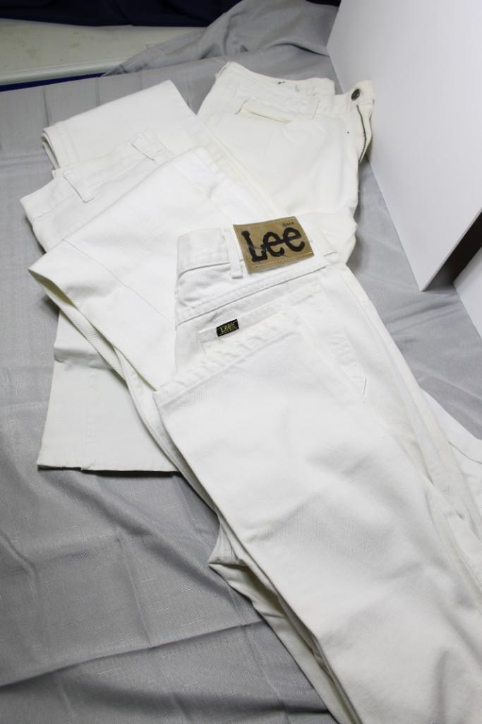Lot of 4 pr of Vintage White Denim Jeans, 32" Waist (1 of 1)