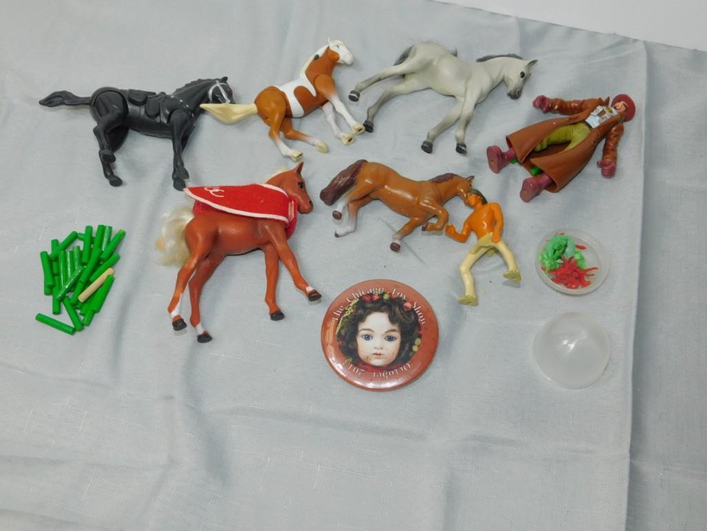 Toy Lot incl 5 Small Horses , an Indian , etc: Toy Lot incl 5 Small Horses , an Indian , etc