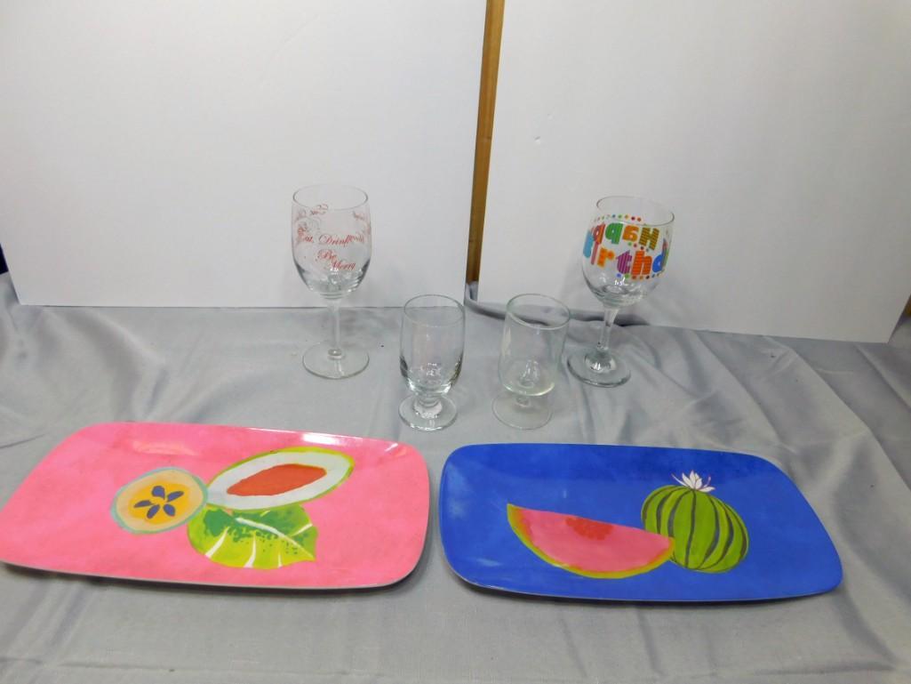 Kitchen Lot incl Glassware and Plastic Fruit Trays (1 of 3)