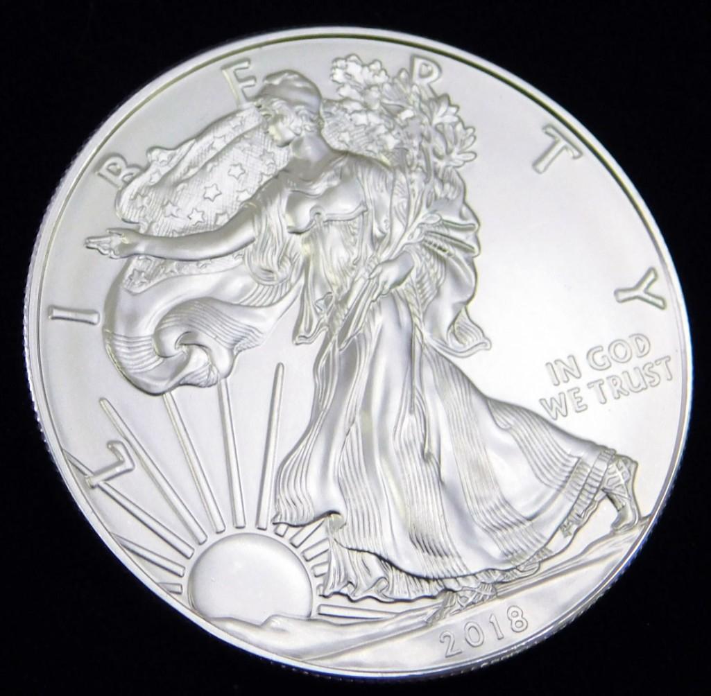 2018 BU American Silver Eagle 1 oz Silver Round (1 of 2)
