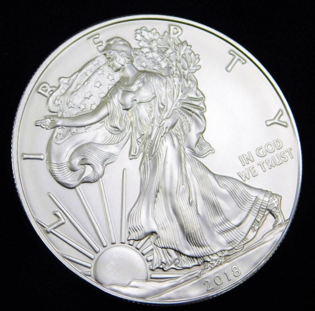 2018 BU American Silver Eagle 1 oz Silver Round (1 of 2)