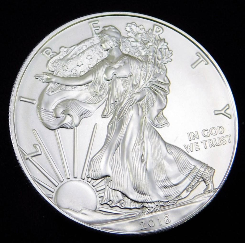 2018 BU American Silver Eagle 1 oz Silver Round (1 of 2)