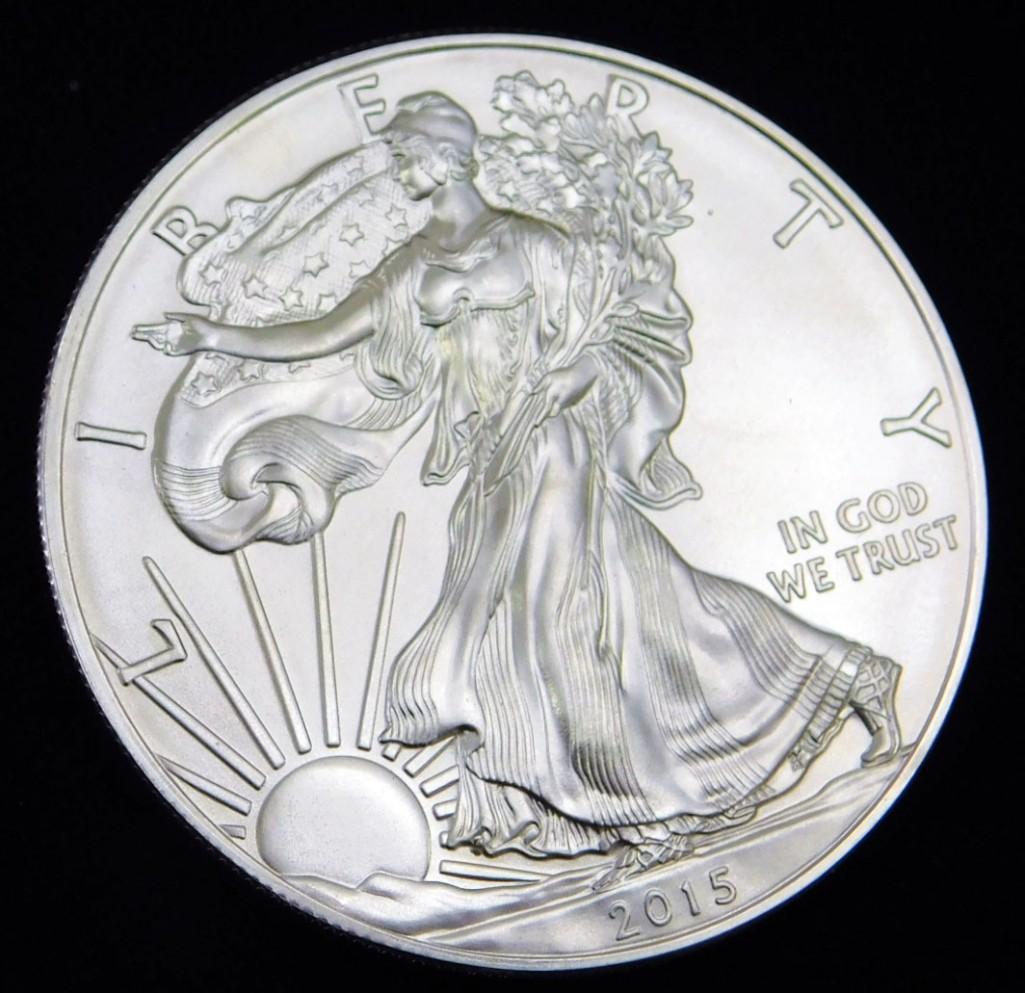 2015 BU American Silver Eagle 1 Oz Silver Round (1 of 2)