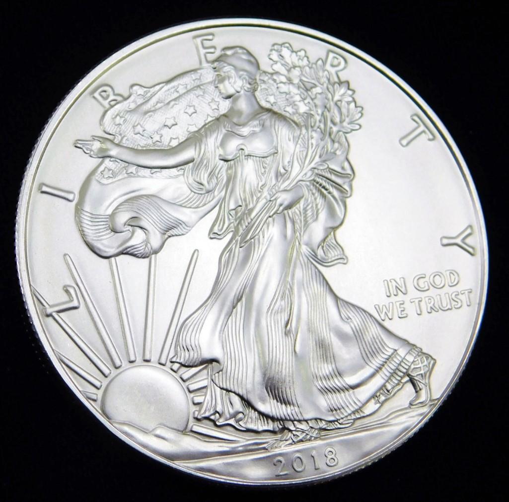 2018 BU American Silver Eagle 1 oz Silver Round (1 of 2)